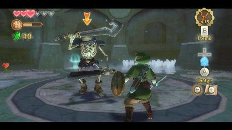 This screen shot provided by Nintendo shows gameplay from the Wii video game "The Legend of Zelda: Skyward Sword."
