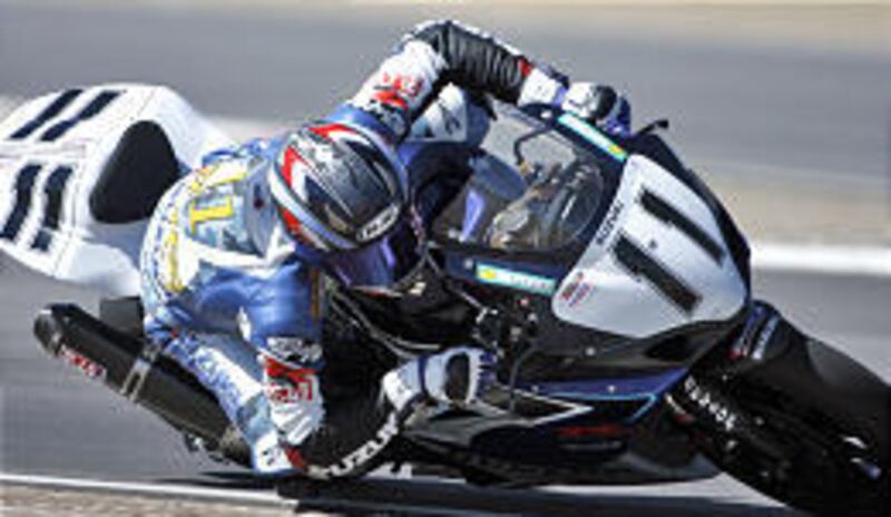 Ben Spies leans into a corner en route to a victory on Saturday.