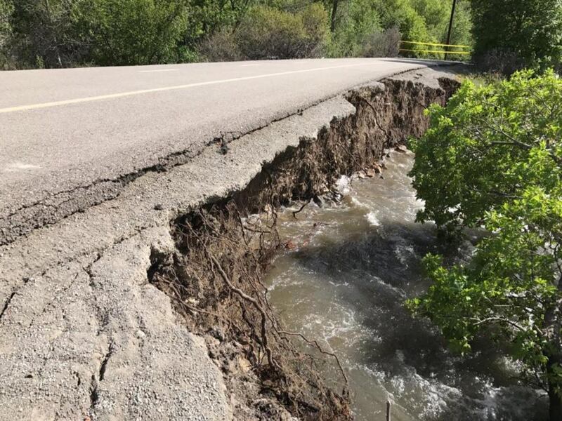 The Utah County Sheriff's Office on Sunday, May 14, 2017, closed part of the Provo River Parkway Trail due to high runoff and a portion of the trail being eroded away by the water.