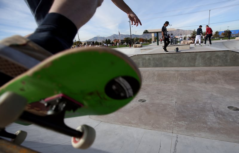 People skate, bike and ride scooters at the West Valley Skatepark at Centennial Park in West Valley City on Saturday, Oct. 8, 2016. The park officially opened Saturday, becoming the largest skatepark in the state.