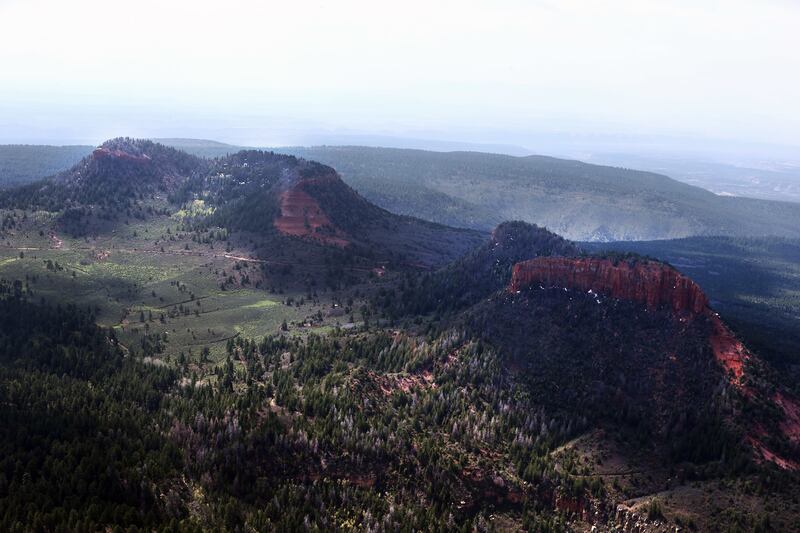 FILE - The Bears Ears of the Bears Ears National Monument are pictured from the air on Monday, May 8, 2017.