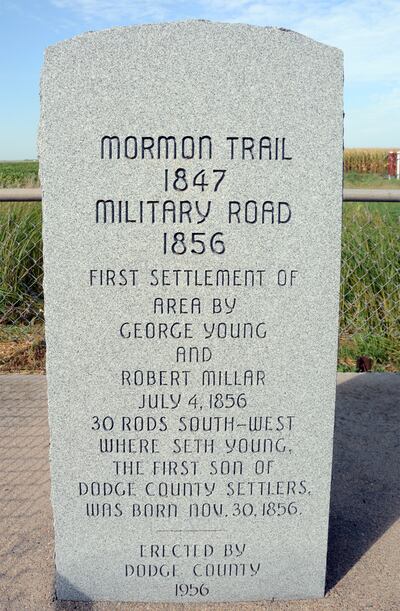 Historical marker along U.S. Highway 30 in eastern Nebraska.