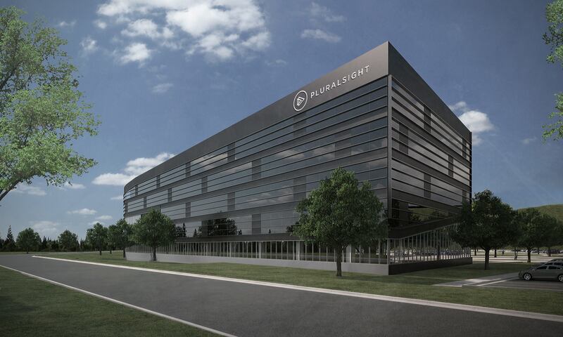 Artist rendering of phase 1 of Pluralsight's new Draper headquarters. The on-demand, cloud-based tech education company has been expanding at a breakneck clip, with plans to add some 2,400 new employees in the coming decade. Pluralsight CEO Aaron Skonnard