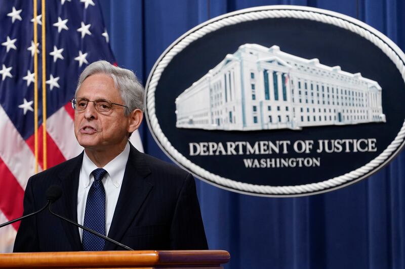 Attorney General Merrick Garland speaks at the Justice Department Thursday, Aug. 11, 2022, in Washington.