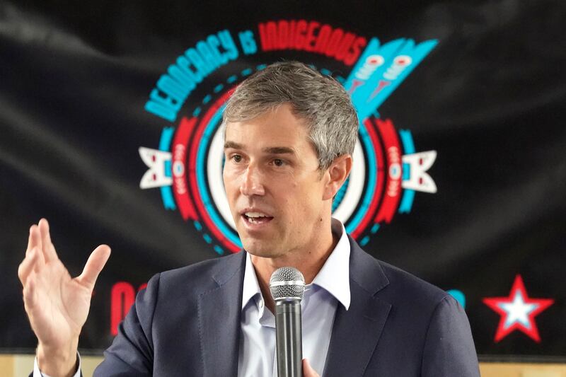 Texas Democratic gubernatorial candidate Beto O’Rourke speaks at a Democracy is Indigenous DFW event in Dallas, Tuesday, Sept. 20, 2022.