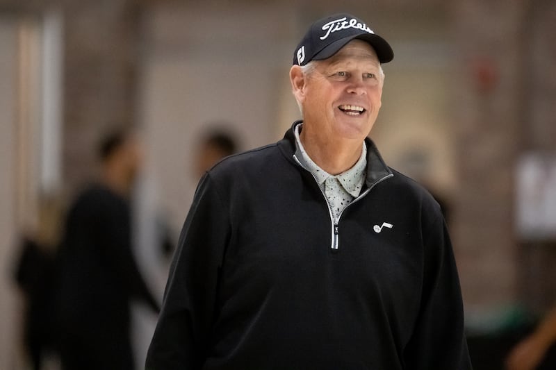 Utah Jazz CEO Danny Ainge walks the court at the end of team practice at the Zions Bank Basketball Campus in Salt Lake City.
