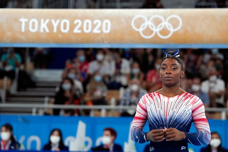 Simone Biles, of the United States, at the 2020 Summer Olympics.