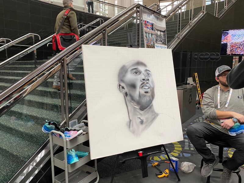 James Burt honored Kobe Bryant with a mural painting at the Silicon Slopes tech summit Thursday.