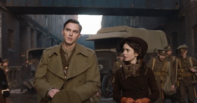 Nicholas Hoult and Lily Collins in the film "Tolkien."
