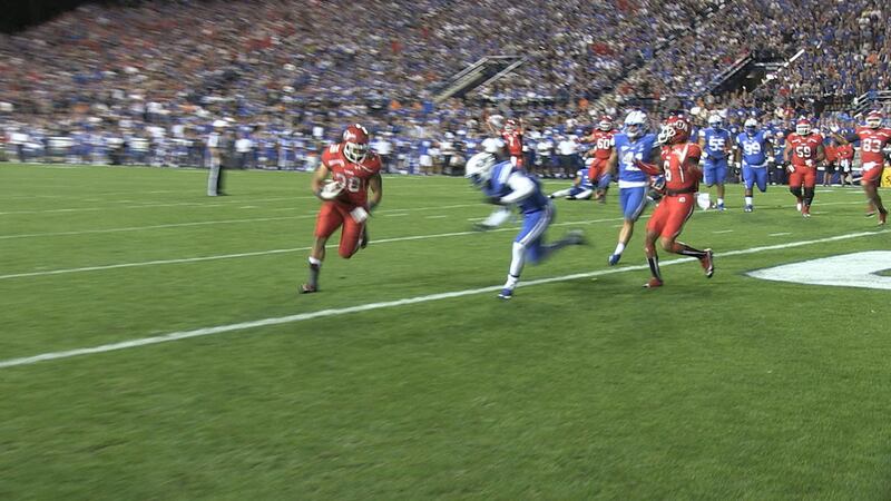 Karl Williams heads for the endzone