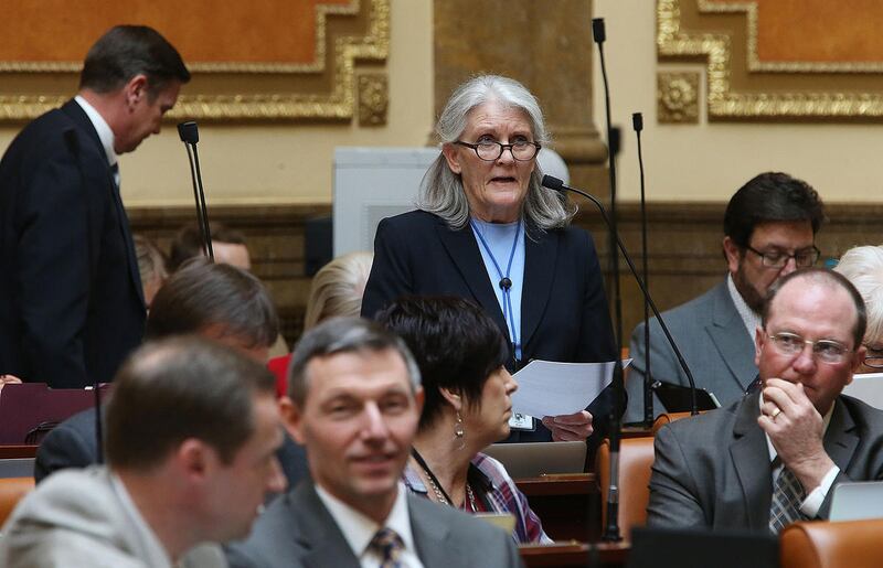 Members of the House of Representatives debate on a resolution to rescind the Bears Ears National Monument during floor time at the Utah State Capitol on Tuesday, Jan. 31, 2017.
