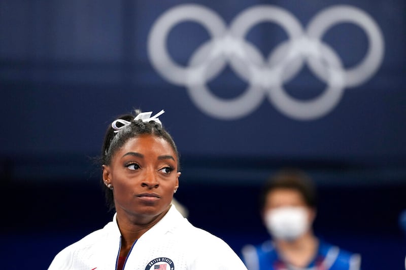 Simone Biles, of the United States, at the 2020 Summer Olympics.