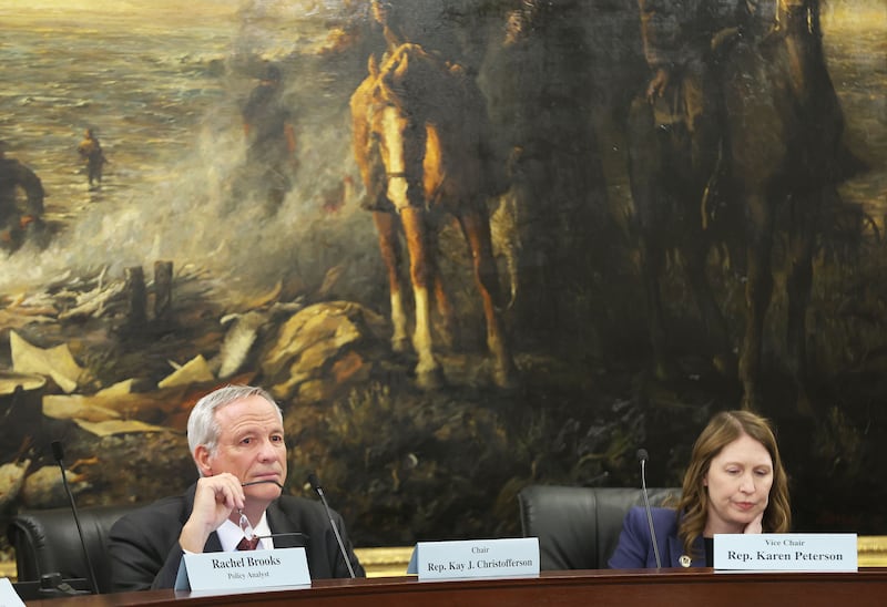 Rep. Kay J. Christofferson, R-Lehi, and Rep. Karen M. Peterson, R-Clinton, in a House Transportation Committee meeting.