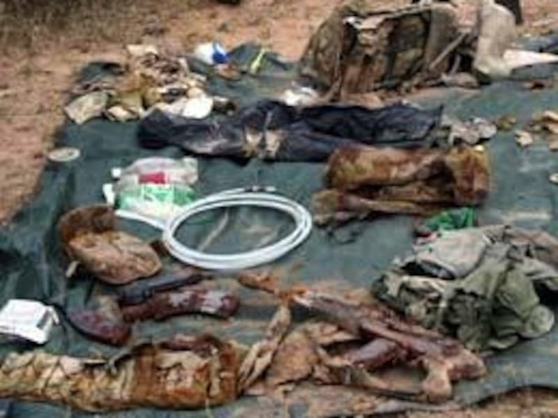 Police placed the found items that helped identify the remains of Jason Wayne McVean, a fugitive who died in the Four Corners Area. The items were photographed on June 6.