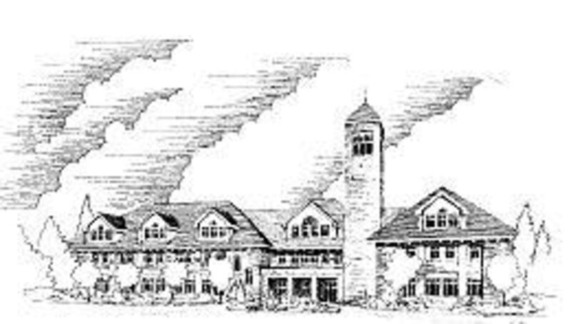 Architect's drawing of the Hinckley Alumni and Visitors Center.