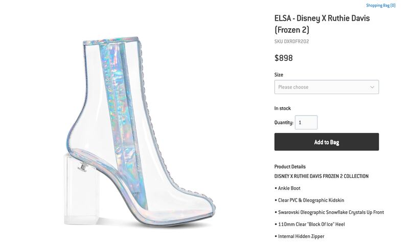 Ruthie Davis and Disney have collaborated on a new pair of heels to promote the “Frozen 2” film.
