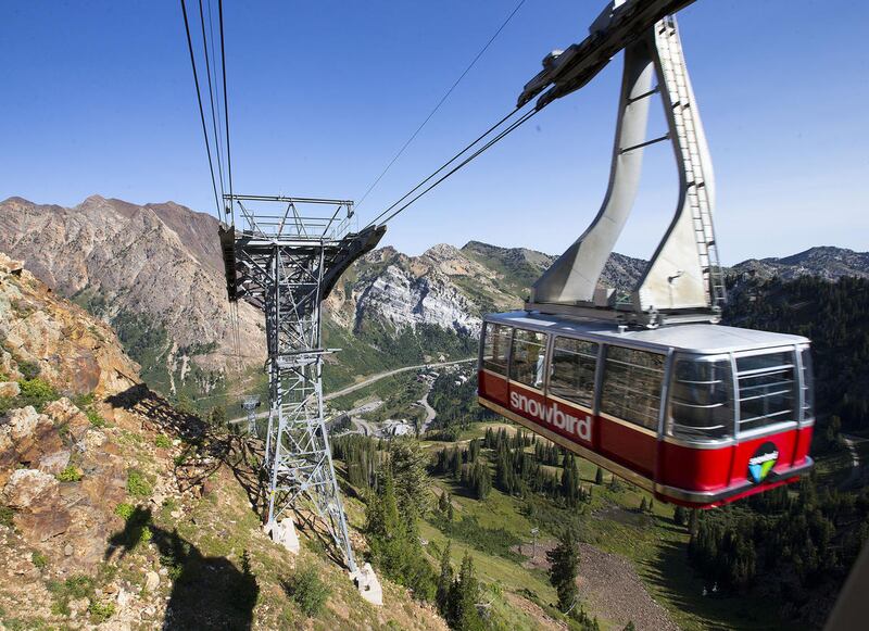 One of the trams heads back down the mountain Friday, Aug. 29, 2014, at Snowbird, in Little Cottonwood Canyon.