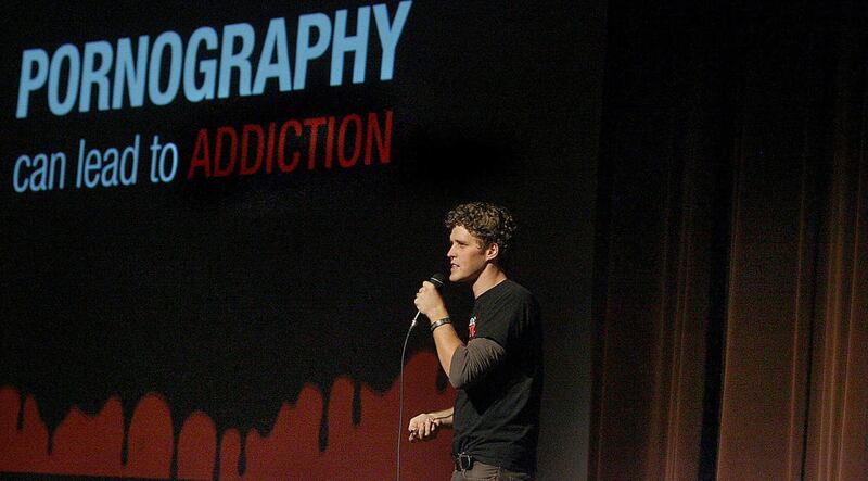 Clay Olsen speaks to students during the "Fight the New Drug" assembly at South Hills Middle School in Riverton on Wednesday, October 26, 2011. "Fight the New Drug" is a youth driven organization dedicated to raising awareness on the addictive and harmfu