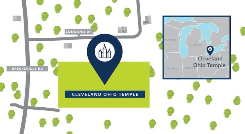 A map of the site location for the Cleveland Ohio Temple.