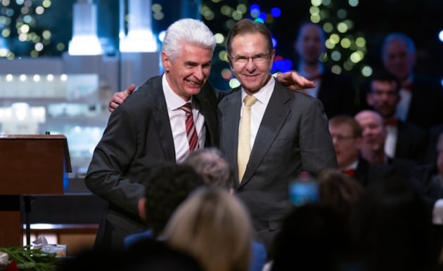 Washington D.C. Temple grounds illuminated by Elder Caussé and Mexican ambassador