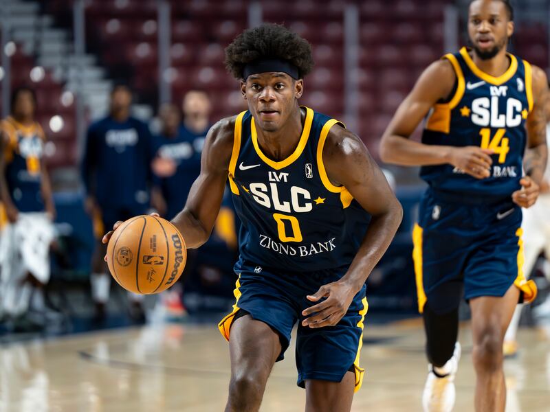 Taylor Hendricks plays for Salt Lake City Stars against NBA G League Ignite on Monday, Nov. 13, 2023, at the Maverik Center.