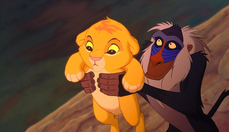 Simba and Rafiki in "The Lion King."