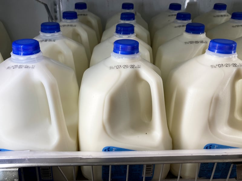 Milk is displayed at a grocery store in Philadelphia.