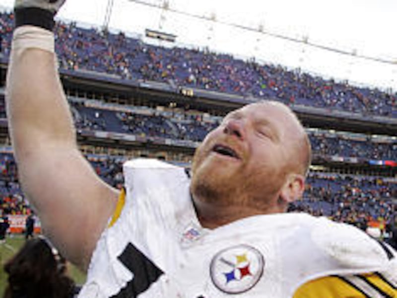 Pittsburgh's Chris Hoke celebrates after the Steelers beat the Denver Broncos 34-17 in the AFC championship game.
