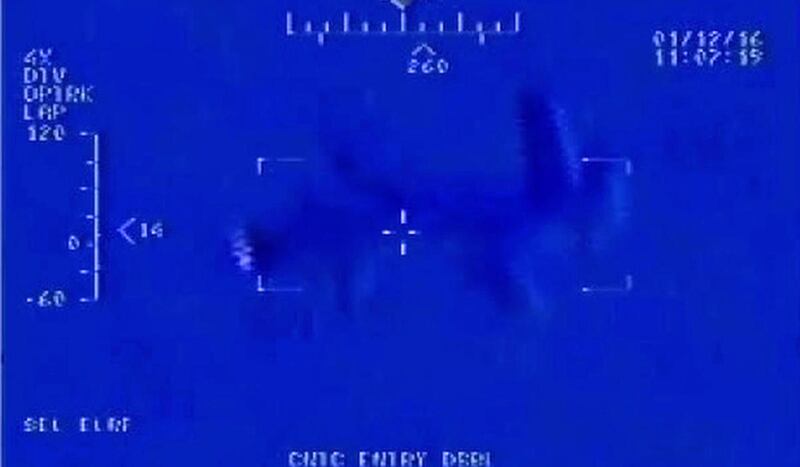 This Jan. 12, 2016, still image taken from video made available by the U.S. Navy shows Iranian drone" Shaheed " as it flies over the USS Harry S. Truman. That"™s according to an internal U.S. Navy report on the Jan. 12 incident obtained Wednesday by The A