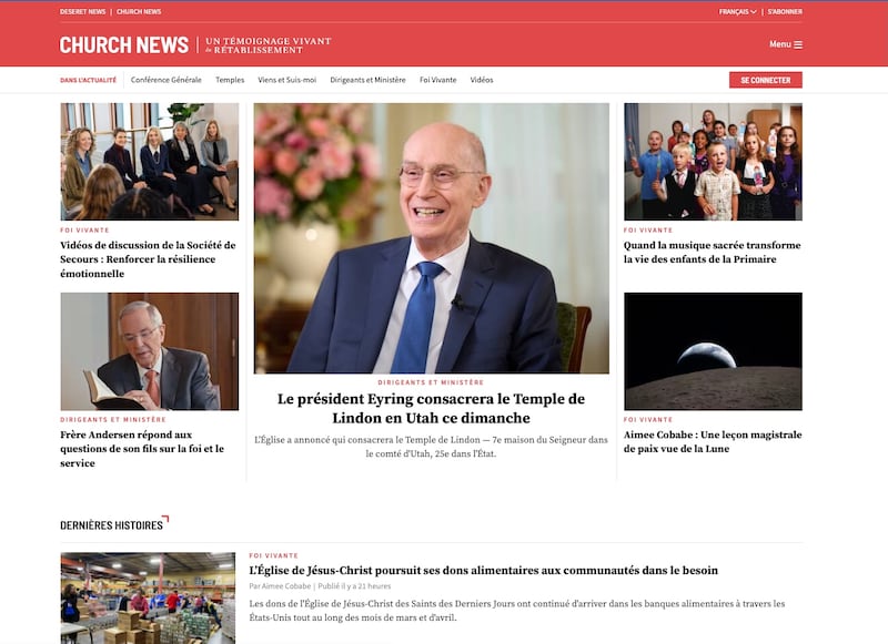 The Church News was launched in French in April 2026. Articles are available in French on both the Church News website and the Church News app.