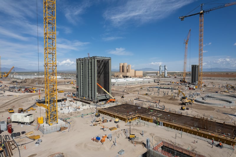 Construction at the Intermountain Power Plant in Delta is pictured.