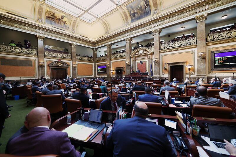 Members of the House of Representatives conduct business in the House chamber at the Capitol in Salt Lake City on Monday, Jan. 24, 2022.