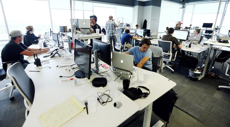 Sales people work at Podium in Lehi on Monday, June 26, 2017.