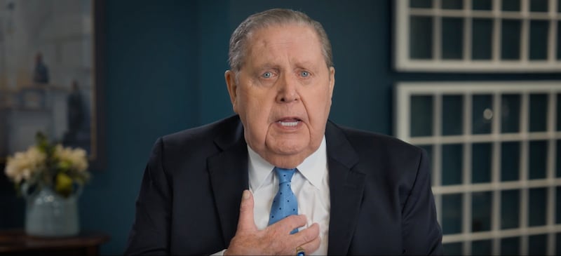 President Jeffrey R. Holland speaks in the Kirtland Temple Visitors' Center during a worldwide youth devotional broadcast titled "Look Unto Christ" available Sunday, Oct. 26, 2025.