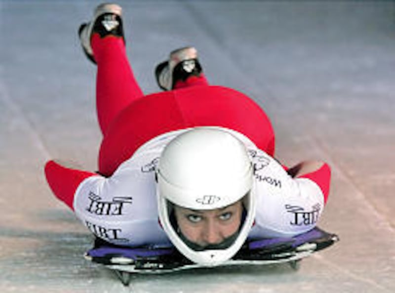 The United States' Noelle Pikus-Pace starts in the women's skeleton World Cup competition in Koenigssee, Germany.