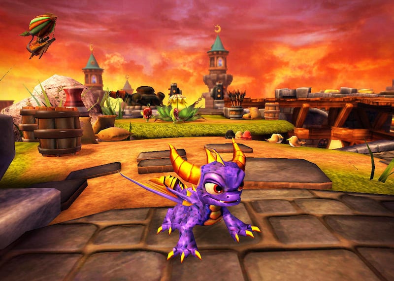This product image provided by Activision Publishing, shows a scene from the video "Skylanders: Spyro"™s Adventure." Spyro, the fire-breathing purple dragon, appears in a new video game from Activision Blizzard Inc., "Skylanders: Spyro's Adventure." Altho