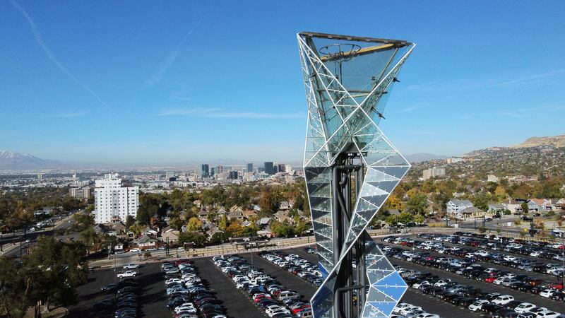 The Olympic cauldron from the 2002 Winter Games is pictured at Rice-Eccles Stadium in Salt Lake City on Oct. 31, 2022.