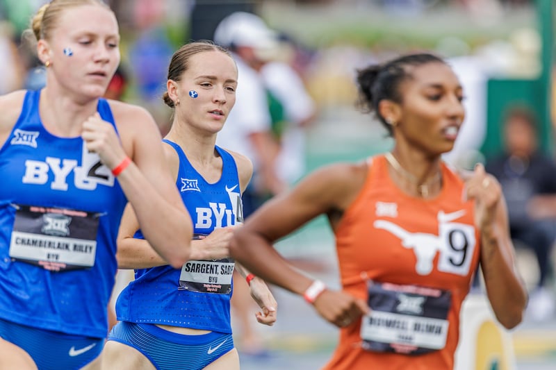 BYU runners compete in their first Big12 outdoor track and field championship on.May 11, 2024. The Cougar women placed second overall.