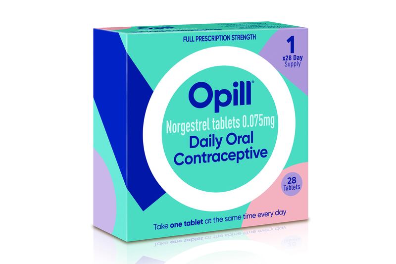 A box of the Opill birth control pill.