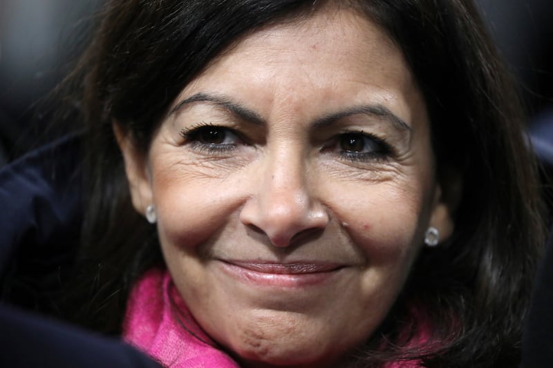 Paris Mayor Anne Hidalgo attends the inauguration of the Olympic Committee site for the Paris 2024 Olympic Games.
