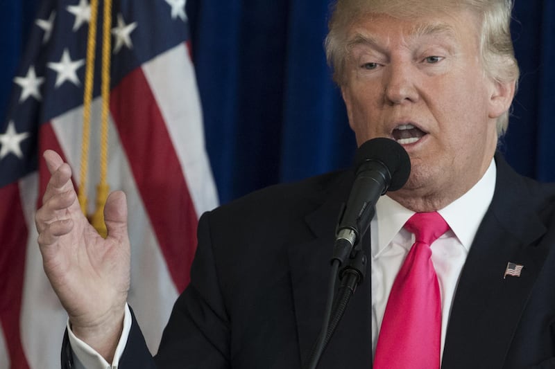 Republican presidential candidate Donald Trump speaks during a news conference at Trump National Doral, Wednesday, July 27, 2016, in Tampa, Fla.