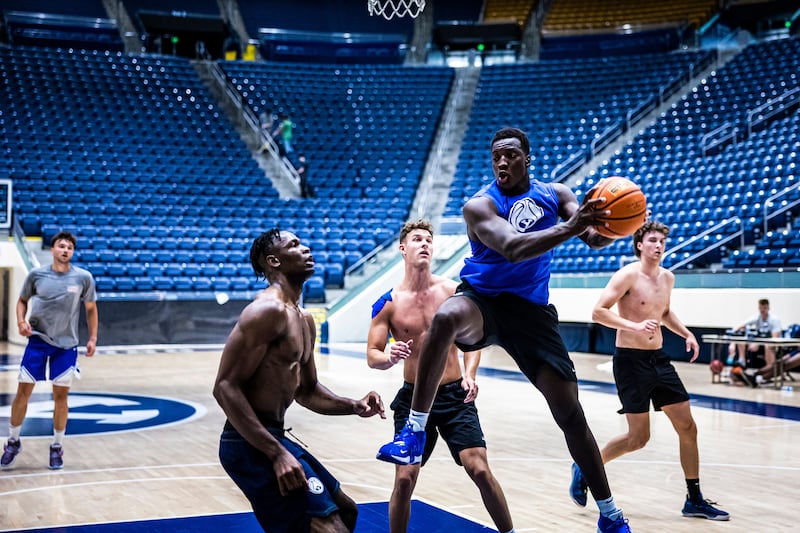 BYU players get in some work on July 15, 2022, at the Marriott Center in Provo.