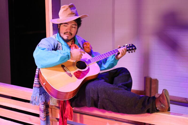 During a rehearsal for Shakespeare's "Twelfth Night," actor Robert Fernandez plays guitar as the character Feste. "Twelfth Night" is part of the 7th annual Shakespeare Festival for Kids and Adults With Short Attention Spans at the Utah Children's Theatre.