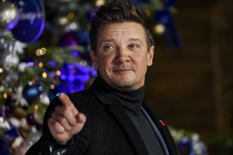 Jeremy Renner poses for photographers upon arrival at the UK Fan Screening of the film “Hawkeye.”
