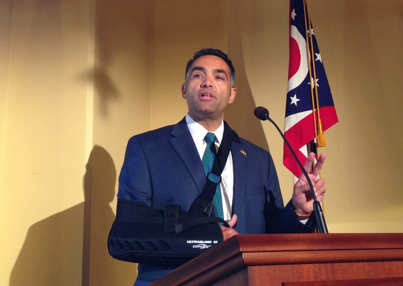 State Rep. Nino Vitale, R-Urbana, speaks about his proposal to allow Ohio’s churches and pastors refuse to perform same-sex marriages, during a news conference in Columbus, Ohio, Wednesday, May 11, 2016.