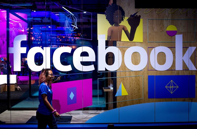 A conference worker at Facebook’s annual F8 developer conference in San Jose, California.