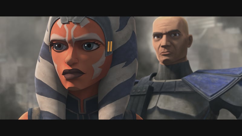 Ahsoka and Rex in “Star Wars: The Clone Wars,” exclusively on Disney Plus.