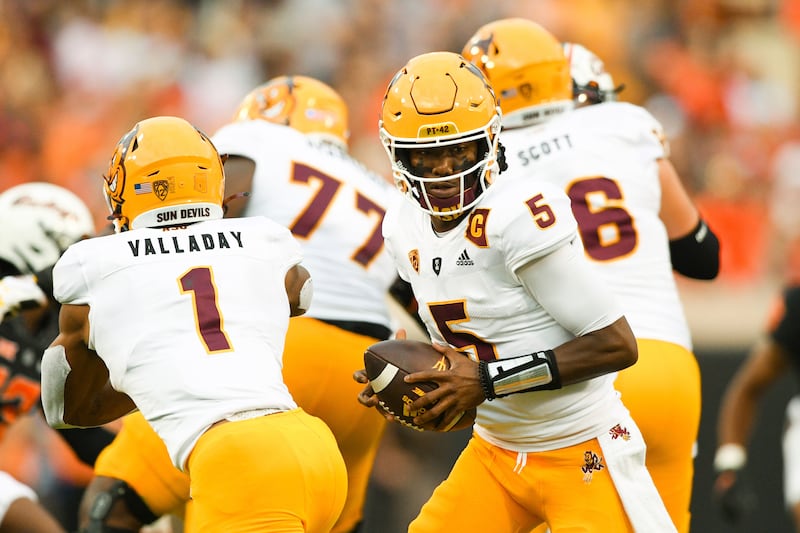 Arizona State quarterback Emory Jones runs the ball during game Saturday, Sept. 10, 2022, in Stillwater, Okla.