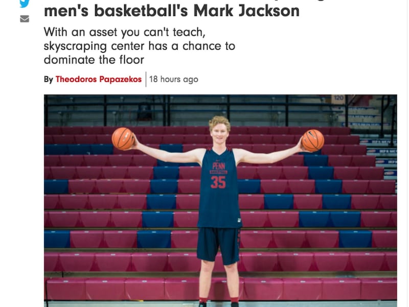 Former East High center Mark Jackson, who stands 7-foot-3, has returned from his Mormon mission in France and is ready to play basketball for the Penn Quakers.