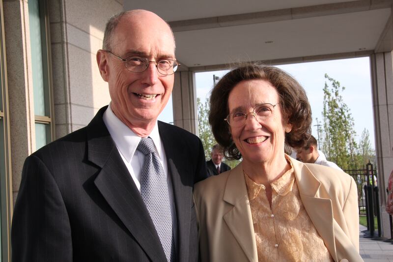 President Henry B. Eyring and Sister Kathleen Eyring at the dedication of the Oquirrh Mountain Utah Temple in August 2009.